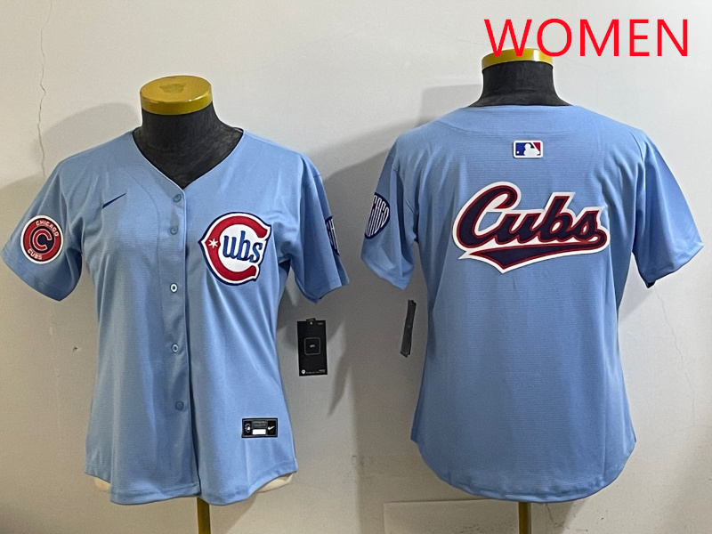 Women 2025 Chicago Cubs blank Blue Game Nike MLB Jersey style 4->youth mlb jersey->Youth Jersey